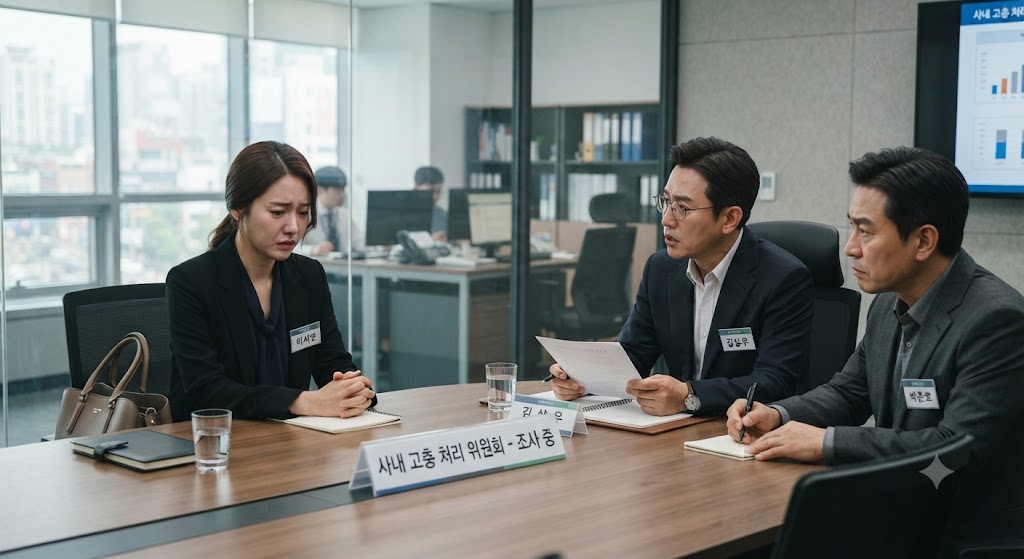 직장내 괴롭힘 조사를 받고 있는 a씨의 모습